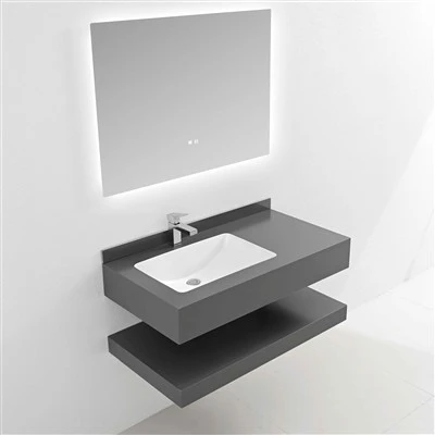 Mobile da bagno in pietra sinterizzata grigio puro